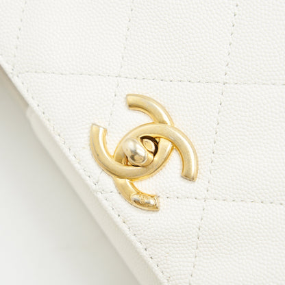 Chanel Bucket Bag With Chain Handle Caviar White