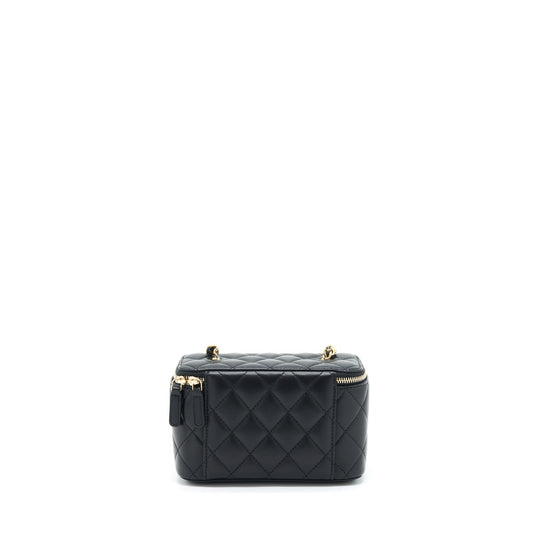 Chanel 22S Pearl Crush Long Vanity With Chain Lambskin Black