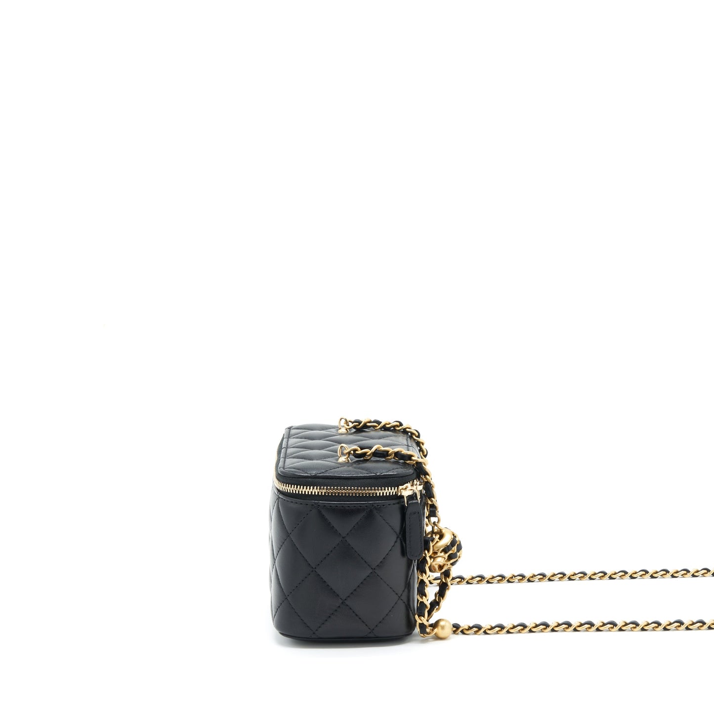 Chanel 22S Pearl Crush Long Vanity With Chain Lambskin Black