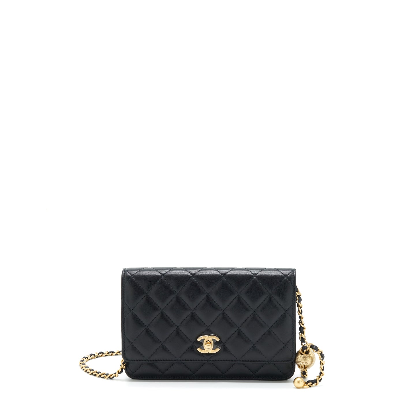 Chanel Pearl Crush Wallet On Chain Lambskin Black
