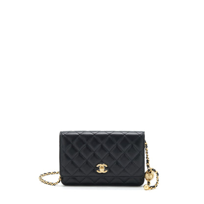 Chanel Pearl Crush Wallet On Chain Lambskin Black