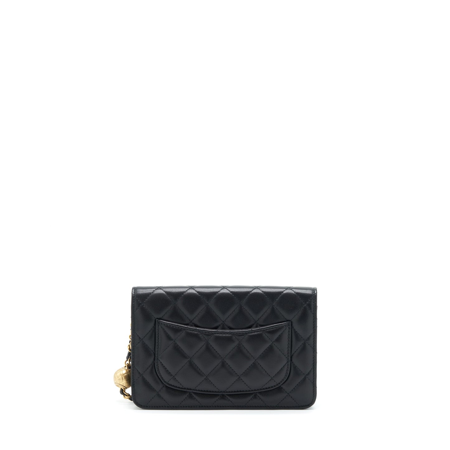 Chanel Pearl Crush Wallet On Chain Lambskin Black