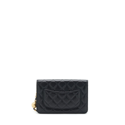 Chanel Pearl Crush Wallet On Chain Lambskin Black