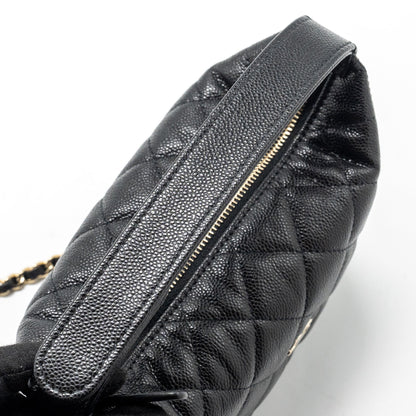 Chanel 25C Quilted Hobo Bag Caviar Black L (Microchip)
