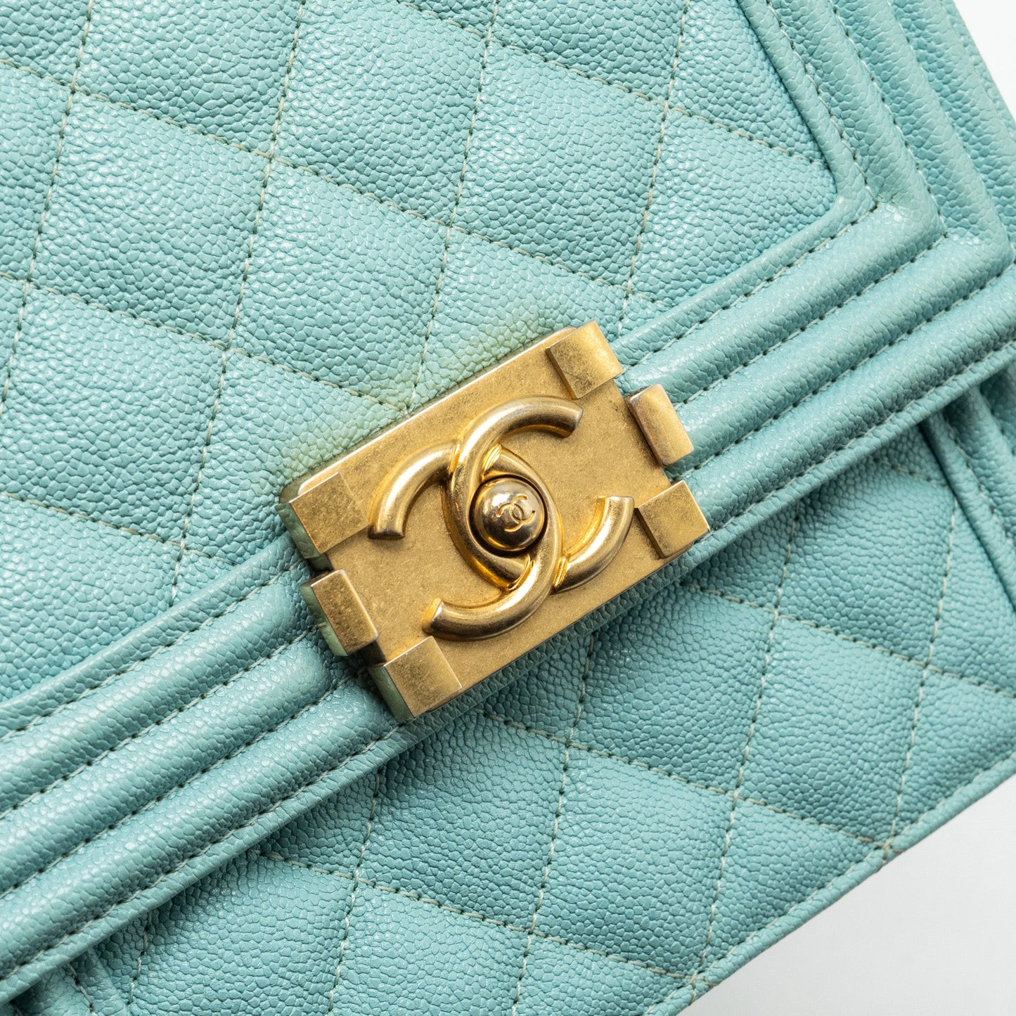 Chanel North South Boy Bag Caviar Light Blue