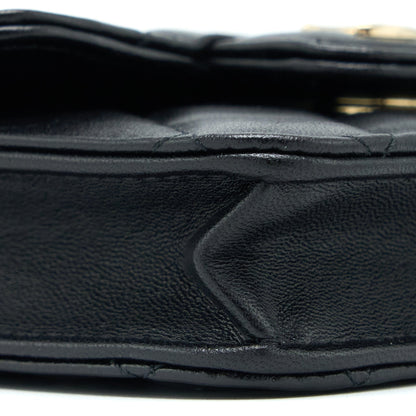 Chanel Mini Top Handle Flap Bag Lambskin Black L