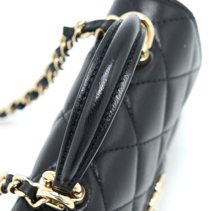 Chanel Mini Top Handle Flap Bag Lambskin Black L