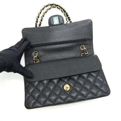 CHANEL MEDIUM CLASSIC DOUBLE FLAP BAG CAVIAR BLACK