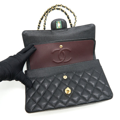 CHANEL MEDIUM CLASSIC DOUBLE FLAP BAG CAVIAR BLACK