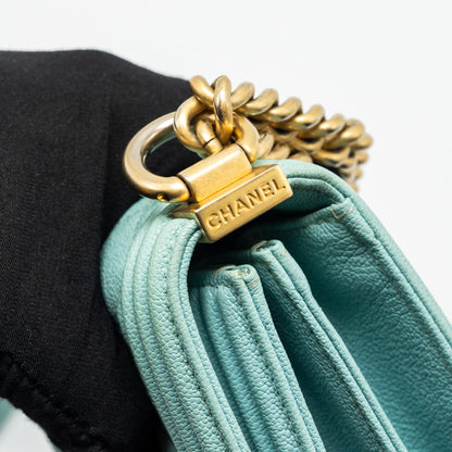 Chanel North South Boy Bag Caviar Light Blue