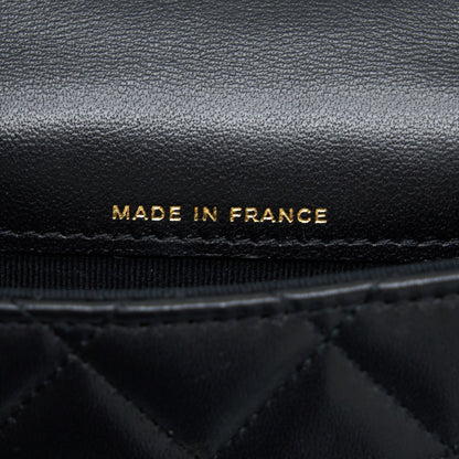 Chanel Mini Top Handle Flap Bag Lambskin Black L