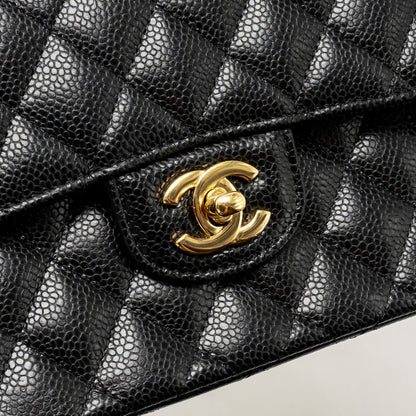 Chanel Small Classic Double Flap Bag Caviar Black  (Microchip)