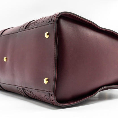 Gucci Vintage Duilio Brogue Boston Bag Calfskin Burgundy