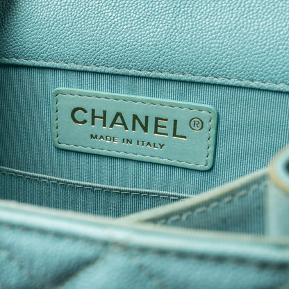 Chanel North South Boy Bag Caviar Light Blue