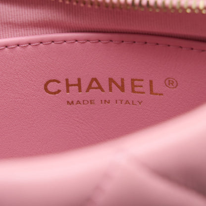 Chanel 22K Hobo Bag Logo Chain Lambskin Pink  (Microchip)