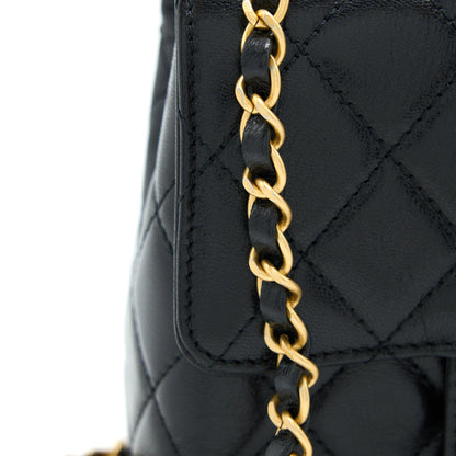 Chanel 22K Retro Classic New Square Mini Flap Bag Goatskin Black  (Microchip)