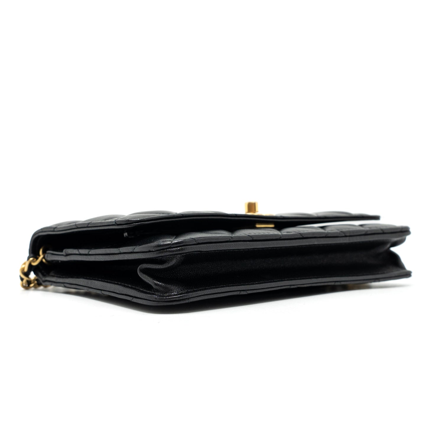 Chanel Pearl Crush Wallet On Chain Lambskin Black Brushed  (Microchip)