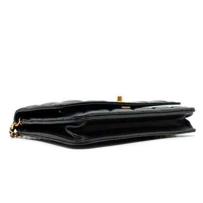Chanel Pearl Crush Wallet On Chain Lambskin Black Brushed  (Microchip)