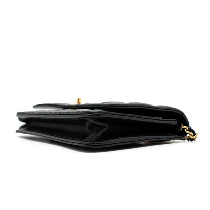 Chanel Pearl Crush Wallet On Chain Lambskin Black Brushed  (Microchip)