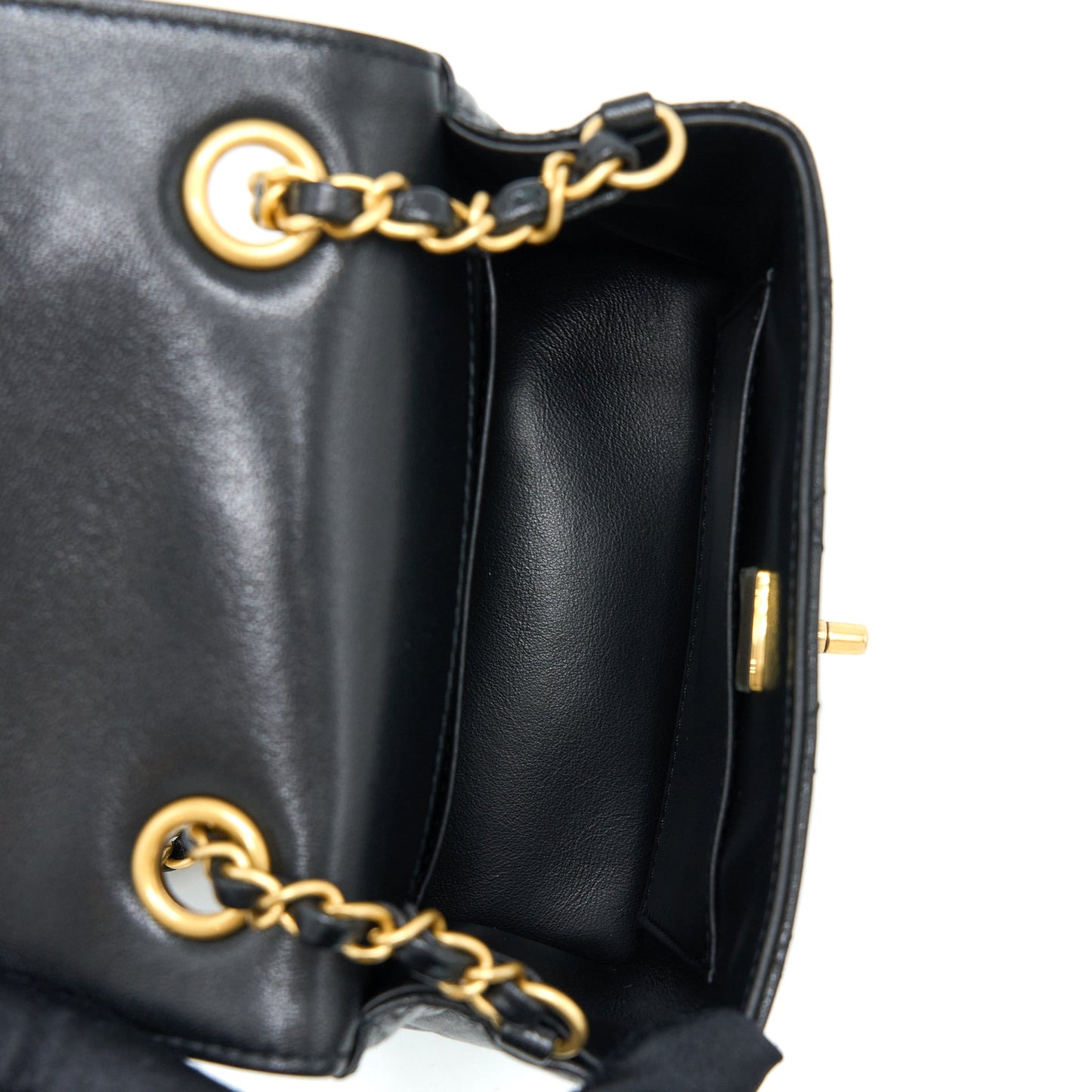 Chanel 22K Retro Classic New Square Mini Flap Bag Goatskin Black  (Microchip)