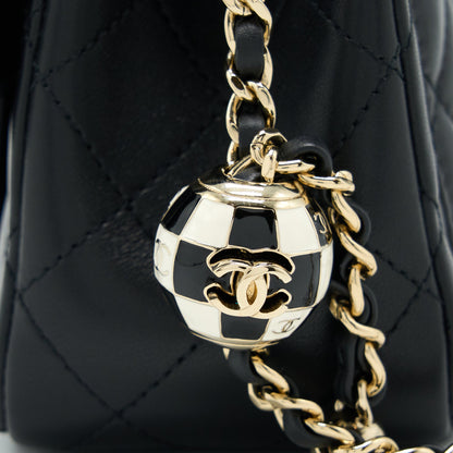 Chanel 23C Pearl Crush Mini Square Flap Bag Lambskin Black L (Microchip)
