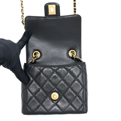 Chanel 22K Retro Classic New Square Mini Flap Bag Goatskin Black  (Microchip)