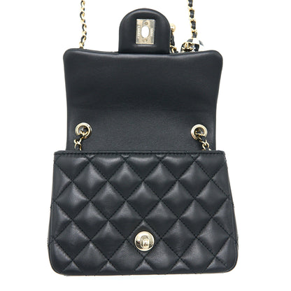 Chanel 23C Pearl Crush Mini Square Flap Bag Lambskin Black L (Microchip)