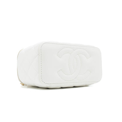 Chanel Pearl Crush Long Vanity with Chain Lambskin White Brushed  (Microchip)