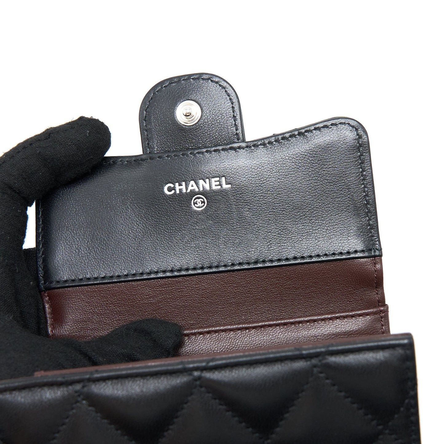Chanel Small Classic Compact Wallet Lambskin Black