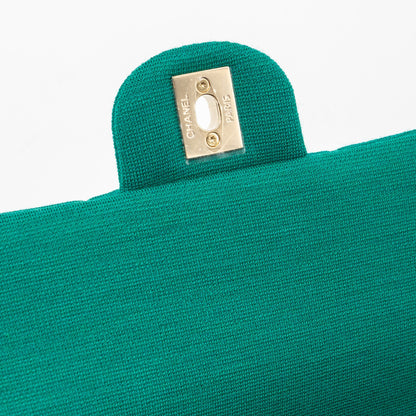 Chanel 23a Classic Flap Clutch Fabric Green L(Microchip)