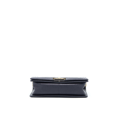 Chanel Medium Boy Bag Grained Calfskin Dark Blue L