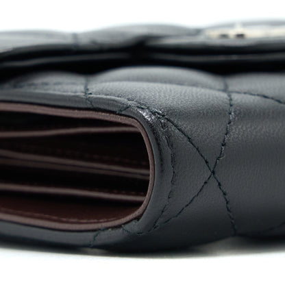 Chanel Small Classic Compact Wallet Lambskin Black