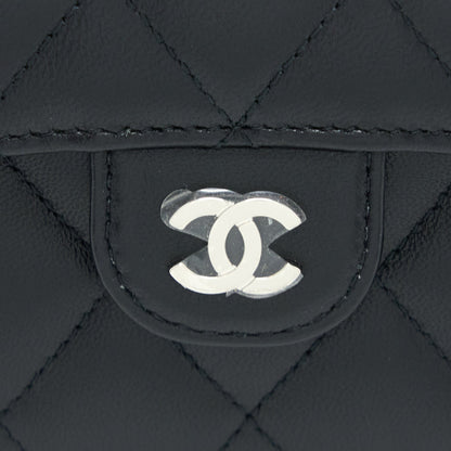 Chanel Small Classic Compact Wallet Lambskin Black