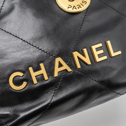 Chanel Mini 22 Bag Shiny Calfskin Black (Microchip)