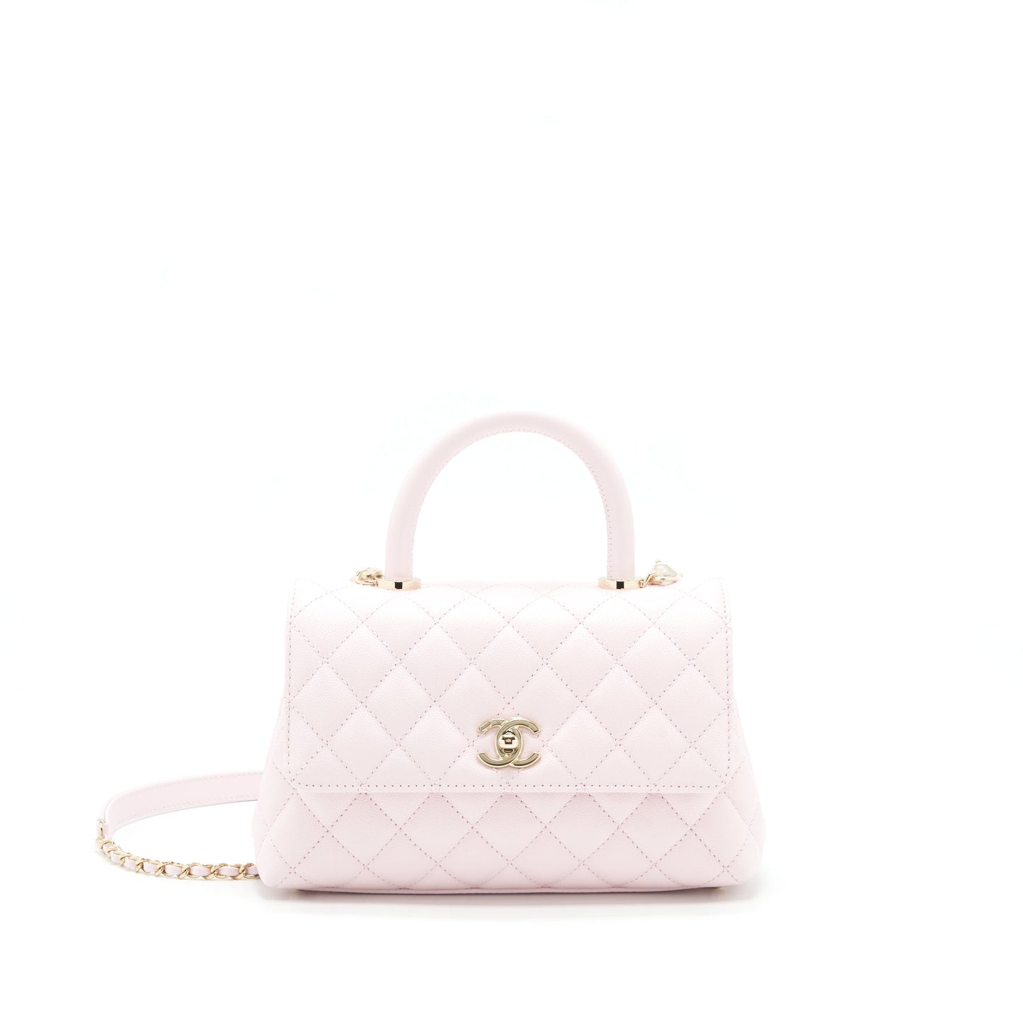 Chanel 22P Small Coco Handle Caviar Light Pink L