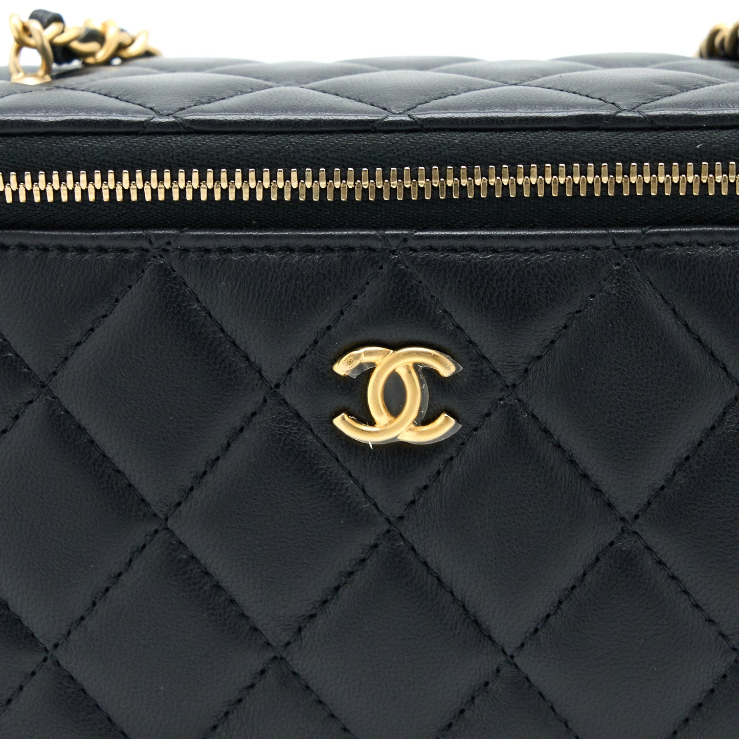 Chanel Pearl Crush Long Vanity with Chain Lambskin Black  (Microchip)