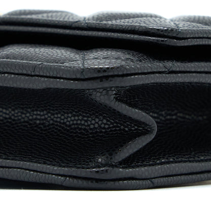 Chanel 22A Wallet On Chain Caviar Black  (Microchip)