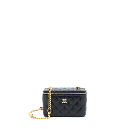 Chanel Long Vanity With Detailed Chain Lambskin Black