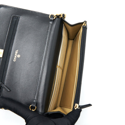 Chanel Pearl Crush Wallet On Chain Lambskin Black