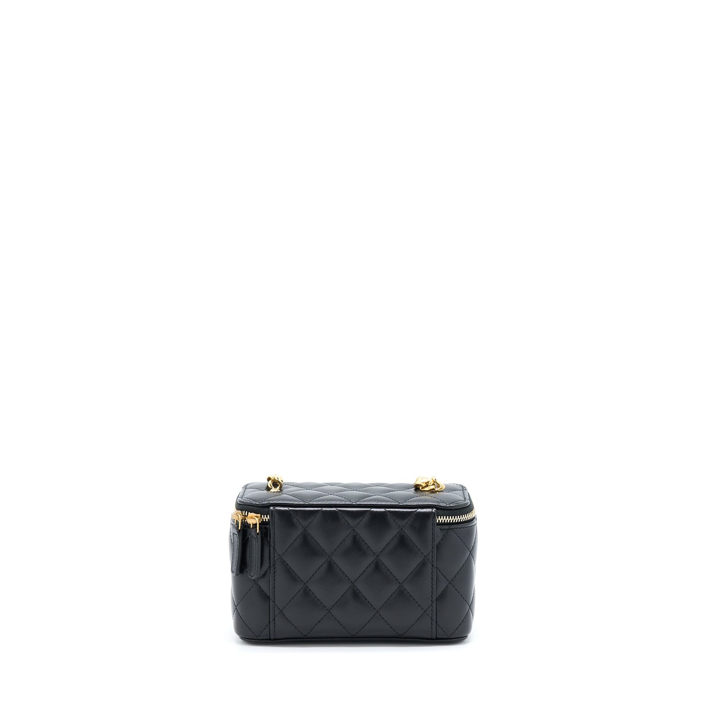 Chanel Long Vanity With Detailed Chain Lambskin Black