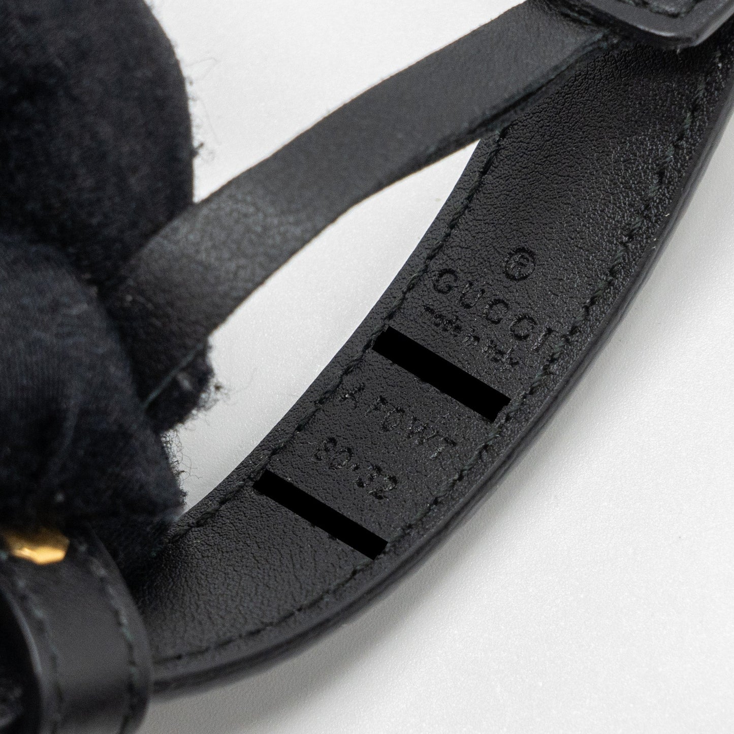 Gucci Size 80 Leather Belt Double G Buckle with Pearl Calfskin Black Brushed