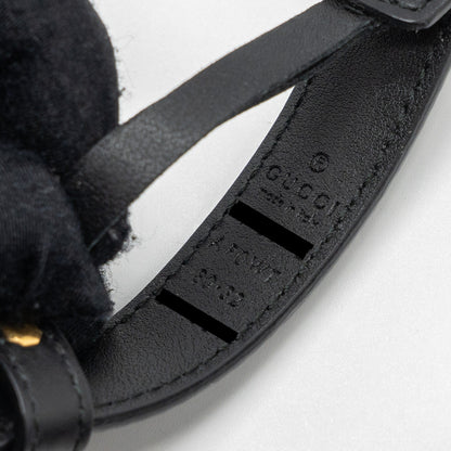 Gucci Size 80 Leather Belt Double G Buckle with Pearl Calfskin Black Brushed