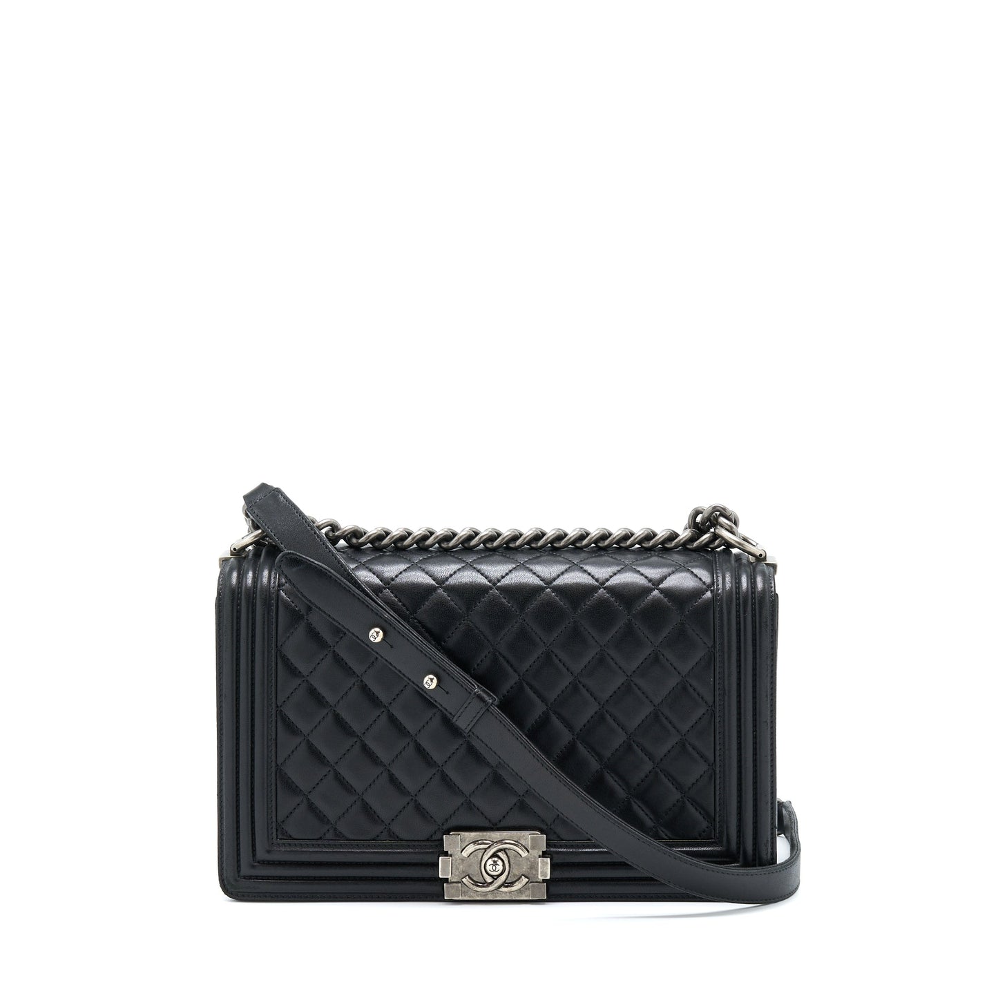 Chanel Medium Boy Bag Lambskin Black Ruthenium