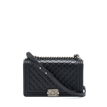 Chanel Medium Boy Bag Lambskin Black Ruthenium