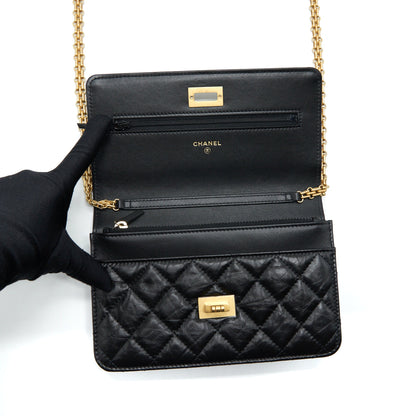 Chanel 2.55 Reissue Wallet On Chain Aged Calfskin Black