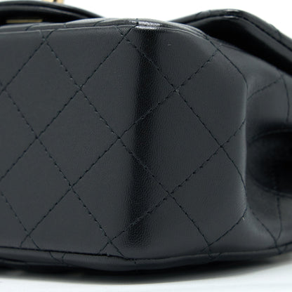 Chanel Classic Mini Square Flap Bag Lambskin Black L (Microchip)