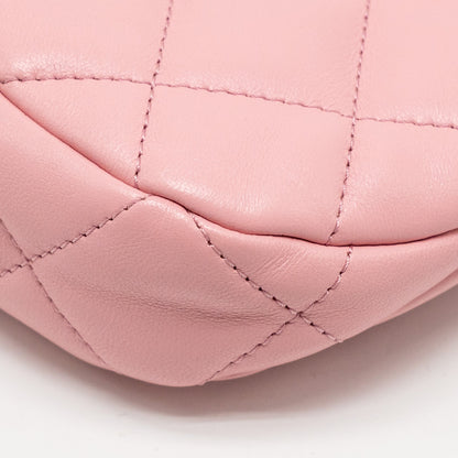 Chanel 22k Hobo Shoulder Bag with Logo Chain Lambskin Pink  (microchip)