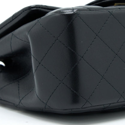 Chanel Classic Mini Square Flap Bag Lambskin Black L (Microchip)