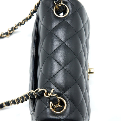 Chanel Classic Mini Square Flap Bag Lambskin Black L (Microchip)