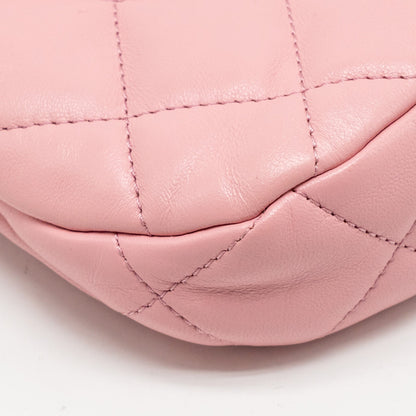 Chanel 22k Hobo Shoulder Bag with Logo Chain Lambskin Pink  (microchip)